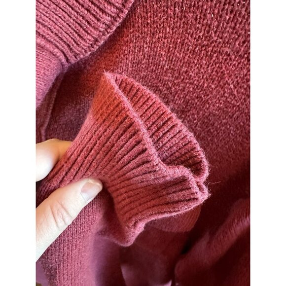Banana Republic Mens Soft Sweater 2 Pocket 1/4 Button Red Maroon size Medium - Picture 6 of 7